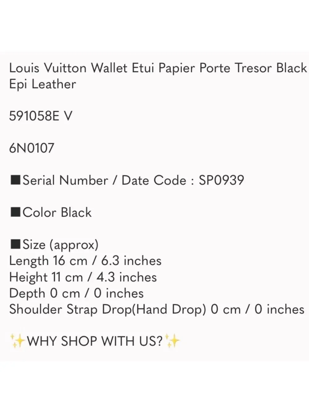 Louis Vuitton Black Epi Wallet EUC